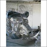 Grizzly With Trout, Fabricated Metal Sculpture 4 small
