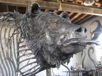 Grizzly With Trout, Fabricated Metal Sculpture 1 small