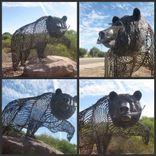 Grizzly With Trout, Fabricated Metal Sculpture 6 small
