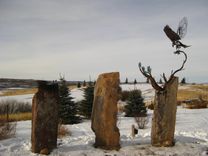 Red Tailed Hawk In Contours, Fabricated Metal Sculpture 3 small