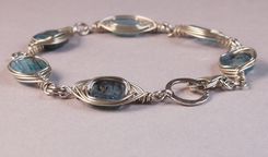 Herringbone Wire Wrapped Bracelet With Kyanite Beads 1 small