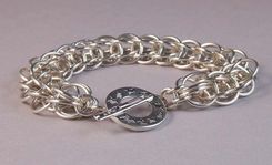 Sterling Silver Japanese 6-In-1 Flower Chain Maille Bracelet 1 small