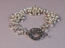 Sterling Silver Japanese 6-In-1 Flower Chain Maille Bracelet 3 small