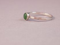Jade Cabochon Sterling Silver Ring 2 small