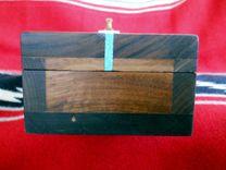 Black Walnut Box With Turquoise Inlay And Velvet 5 small