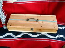 Custom Cedar Box With Turquoise Inlay And Antique Brass Hardware 1 small
