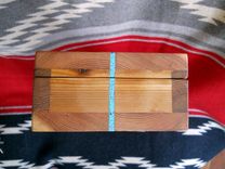 Custom Cedar Box With Turquoise Inlay And Antique Brass Hardware 5 small