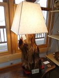 Juniper (Cedar) Lamp With Handmade Natural Paper Shade 1 small