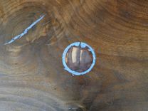 Black Walnut Slab Bench With Natural Cedar Legs And Turquoise Inlay 3 small