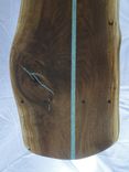 Samurai Black Walnut Slab  Bench With Living Edges And Turquoise Inlay 2 small