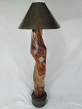 Reclaimed Cedar Floor Lamp With Turquoise Inlay And Hammered Tin Lampshade. 1 small