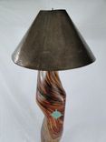 Reclaimed Cedar Floor Lamp With Turquoise Inlay And Hammered Tin Lampshade. 3 small