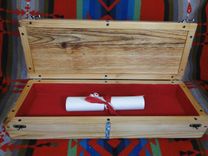 Custom Cedar Feather Box With Four Directions Turquoise Inlay And Deer Antler Handle 3 small