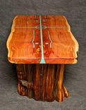 Cedar Slab Table With Natural Living Edges And Four Directions Turquoise Inlay 2 small
