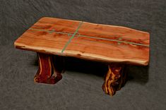 Cedar Slab Table With Natural Living Edges And Four Directions Turquoise Inlay 1 small