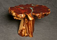 Cedar Burl End Table With Turquoise Inlay 3 small