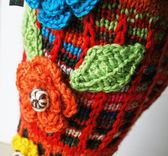 Hand Knit Fair Isle Knee High Socks W/3d Flowers 2 small