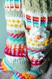 Hand Knit Fair Isle Knee Highs With 3d Flowers Basic Design 4 small