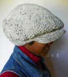 Roo-Dee The Oversized Knit Newsie / Jeff Cap - Linen Tweed 3 small