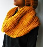 The Basketweave Textured Infinity Cowl - In Mustard / Unisex / Fall, Winter, Spring, Summer Fashion 2 small