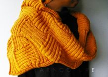 The Basketweave Textured Infinity Cowl - In Mustard / Unisex / Fall, Winter, Spring, Summer Fashion 3 small