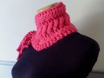 Sale / Hot Pink-Cabled-Vintage Inspired Neckwarmer 2 small