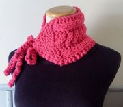 Sale / Hot Pink-Cabled-Vintage Inspired Neckwarmer 4 small