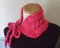 Sale / Hot Pink-Cabled-Vintage Inspired Neckwarmer 5 small