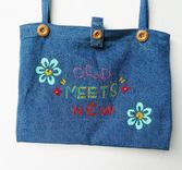 The Old-Meets-New Denim Tote / Hand Painted / Hand Embroidered - Eco Friendly / On Sale Now 1 small