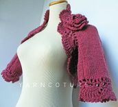 The Lace Shrug In Dusty Rose With Rose Flower Brooch / On Sale Now 3 small