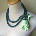 Corn Rose Lariat - In Mint Green / Floral Art Scarf 1 small