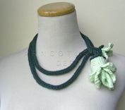 Corn Rose Lariat - In Mint Green / Floral Art Scarf 4 small