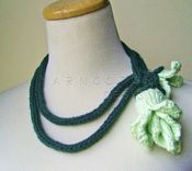 Corn Rose Lariat - In Mint Green / Floral Art Scarf 5 small