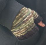 Hand Knit Fingerless Gloves For Men / In Green And Black Camouflage 2 small