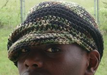 The Oversized B-Boy Hat -Dreads Hat/ Brimmed Beanie - In Camouflage Green 2 small