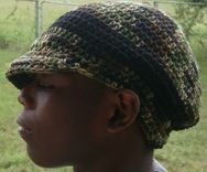 The Oversized B-Boy Hat -Dreads Hat/ Brimmed Beanie - In Camouflage Green 3 small