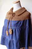 The Old-Meets-New / Repurposed Denim Knit Poncho 2 small