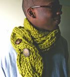 The Oversized Chunky Cabled Knit Twist Scarf - Rustic - In Lemongrass 1 small