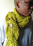 The Oversized Chunky Cabled Knit Twist Scarf - Rustic - In Lemongrass 2 small