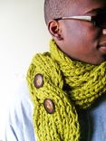 The Oversized Chunky Cabled Knit Twist Scarf - Rustic - In Lemongrass 3 small