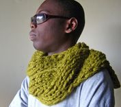 The Oversized Chunky Cabled Knit Twist Scarf - Rustic - In Lemongrass 5 small