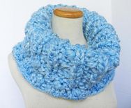 The Buknuk Cowl - Oversized Thick Knit Ribbed Cowl - Fall, Winter Fashion - Sky Blue 2 small