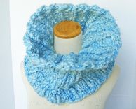 The Buknuk Cowl - Oversized Thick Knit Ribbed Cowl - Fall, Winter Fashion - Sky Blue 3 small