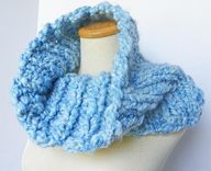 The Buknuk Cowl - Oversized Thick Knit Ribbed Cowl - Fall, Winter Fashion - Sky Blue 4 small