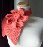 Vintage Inspired Ascot Necktie Lotus Flower Design/Coral-Peach Color 3 small