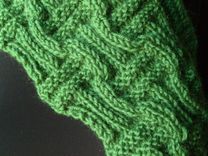 The Basketweave Knit Scarf Unisex-Emerald Green 4 small
