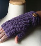 Contempo Elegant Lace Knit Fingerless Gloves/Mitts - In Deep Eggplant 3 small