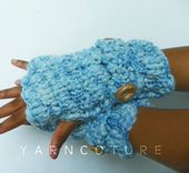 Bukni Mitts / In Sky Blue / Fall Winter Fashion Thick And Warm Fingerless Gloves 3 small