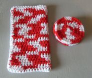 Limited Edition Red And White Spa Facial Washcloth And Scrubbie Set 2 small