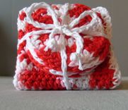 Limited Edition Red And White Spa Facial Washcloth And Scrubbie Set 3 small
